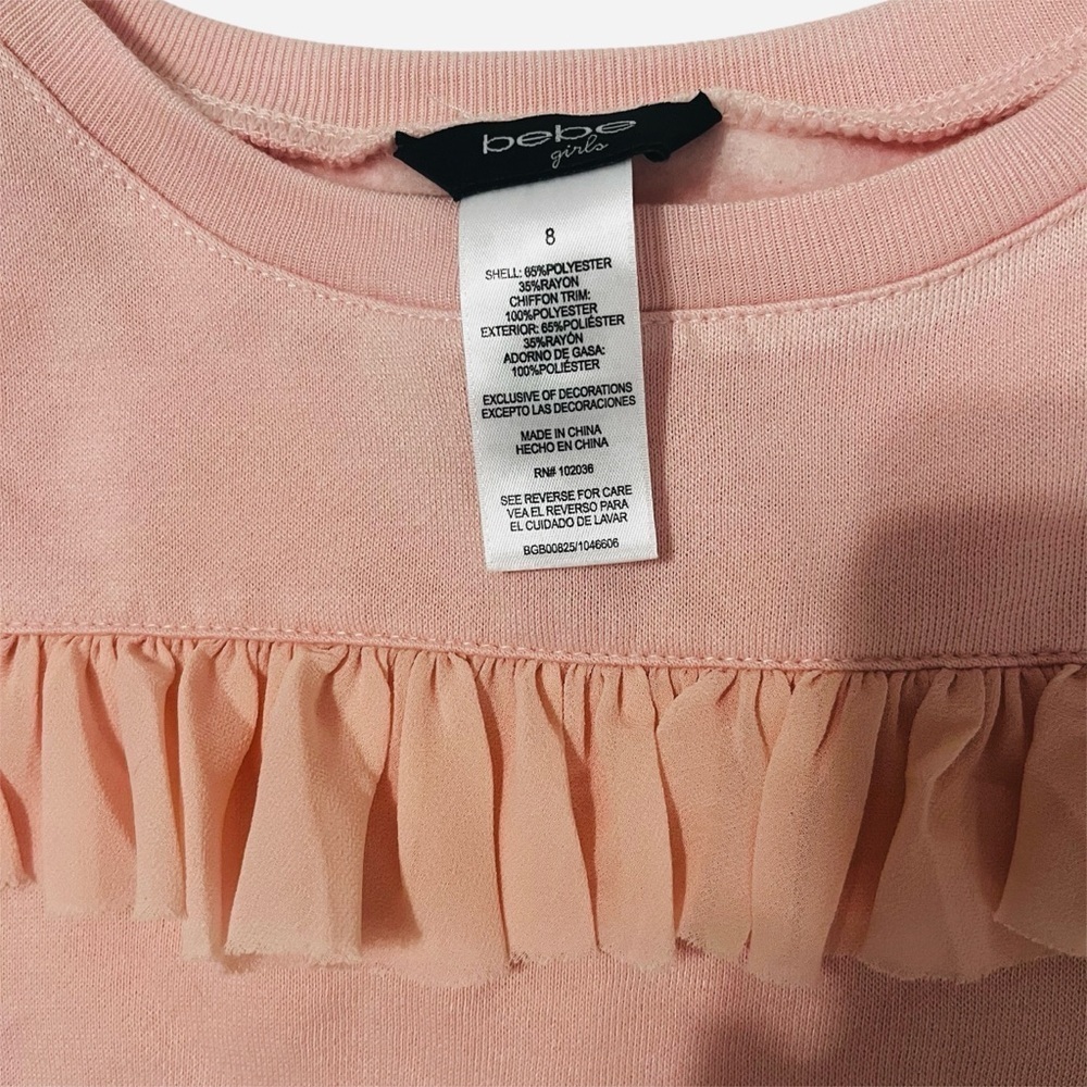 Bebe Kids Pink Ruffle Sweatshirt - Picture 2 of 3